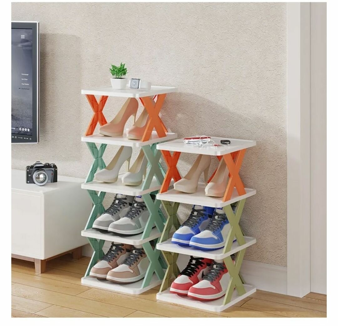 5-LAYER PLASTIC SHOE RACK SPACE WITH SAVING MULTI-LAYER DOOR