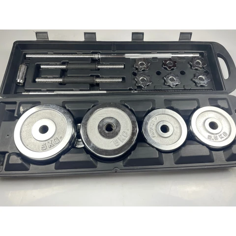 50kg adjustable Dumbbells and barbells in a case
