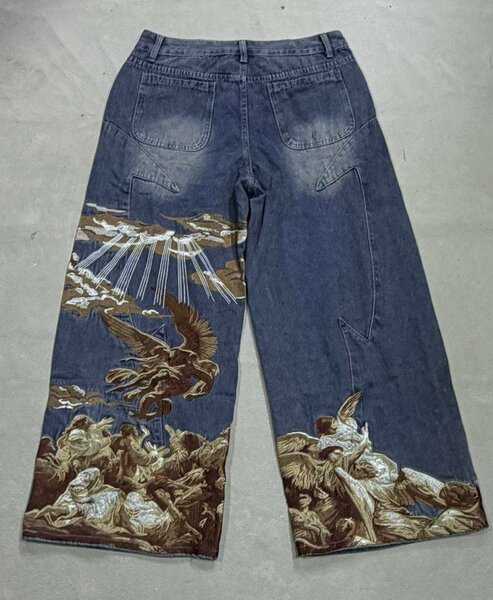 Jean droit ample avec imprimé oiseau