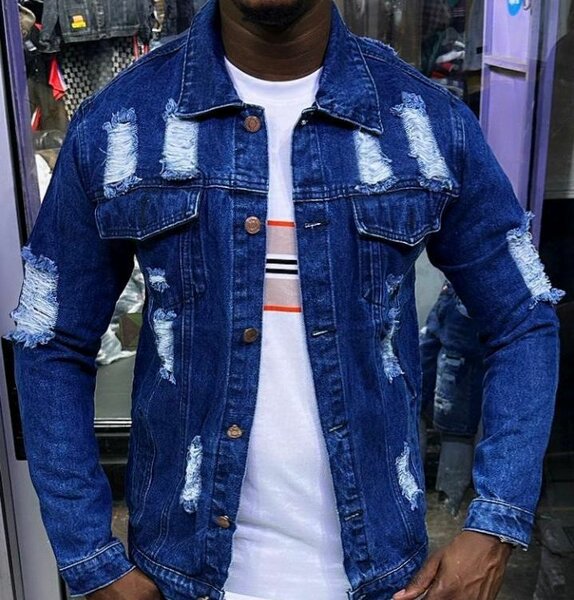 Veste en Jean Distressed Homme