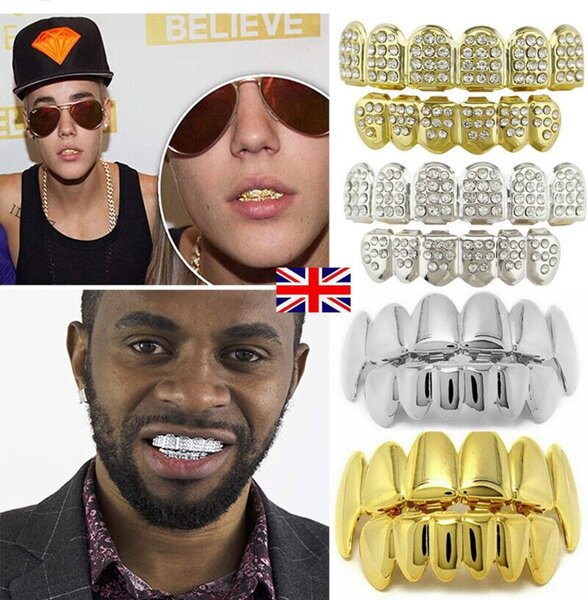 Grillz dorées et argentées