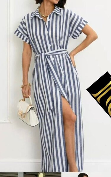 Robe Longue Rayée Élégante