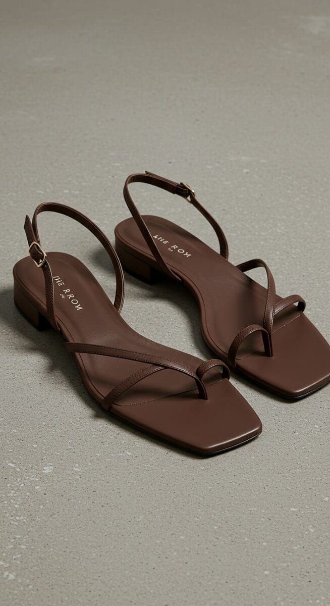 Sandales plates en cuir marron