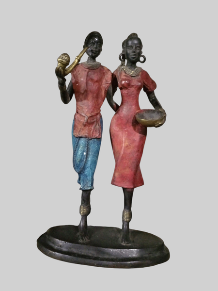 Statue couple africain  bronze