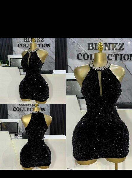 Robe de soirée pailletée noire