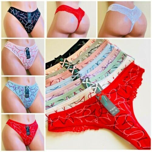 6 pieces cotton and lace panties