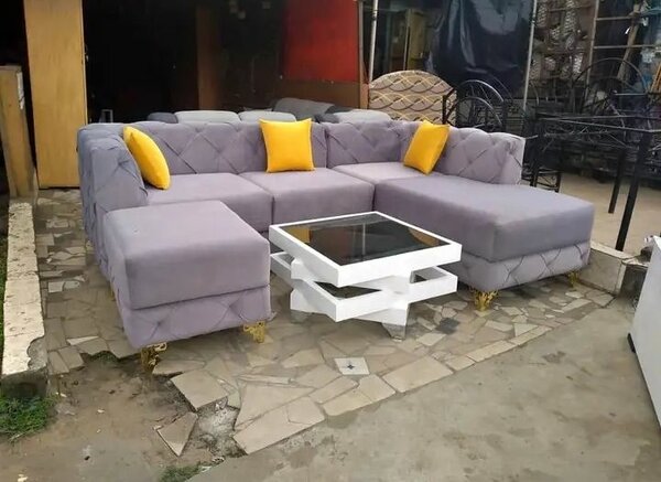 Canapé d'angle moderne gris