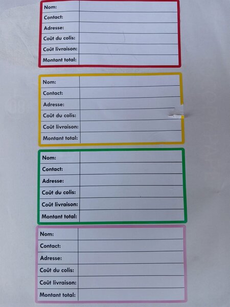 Étiquettes adhésives colorées