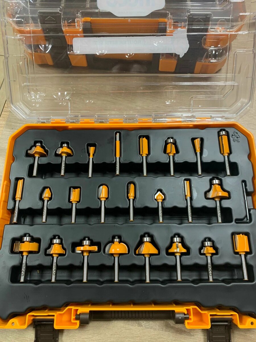 INGCO 24 PCS Router Bits Set 6mm - Coffret de 24 fraises de défonceuse