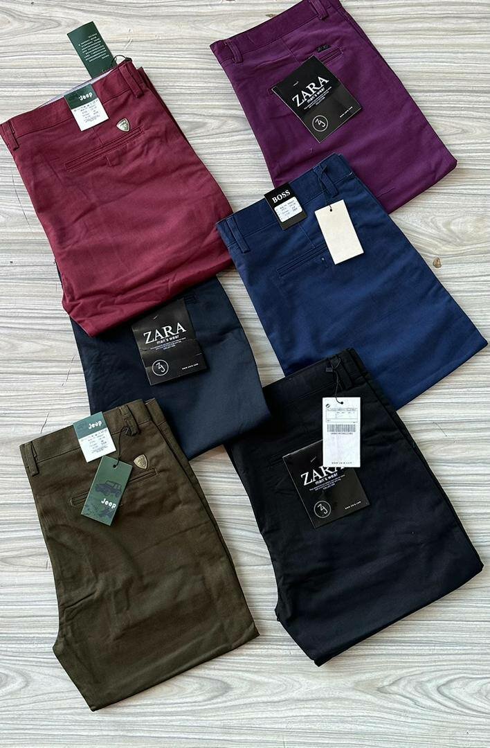 Non-stretch khaki trousers