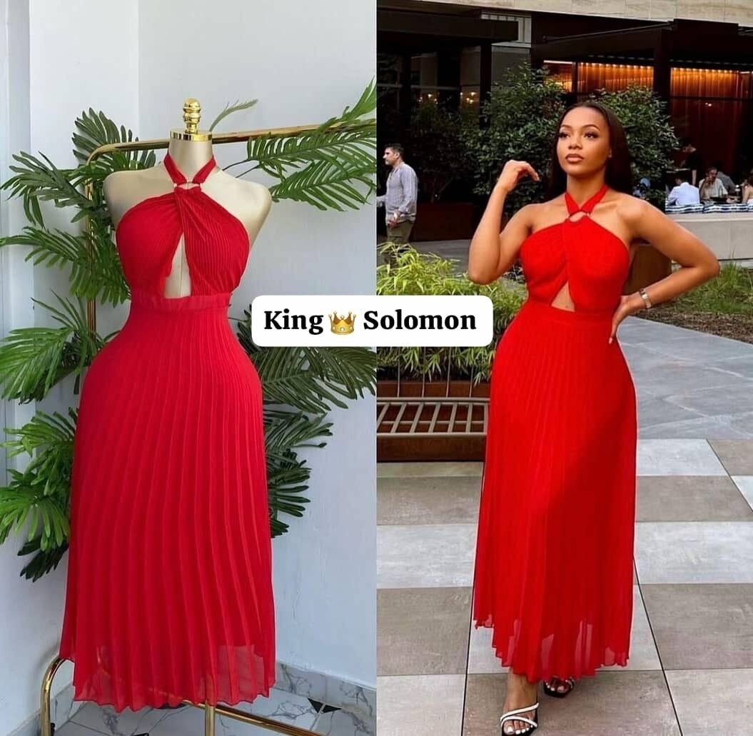 Robe longue plissée élégante