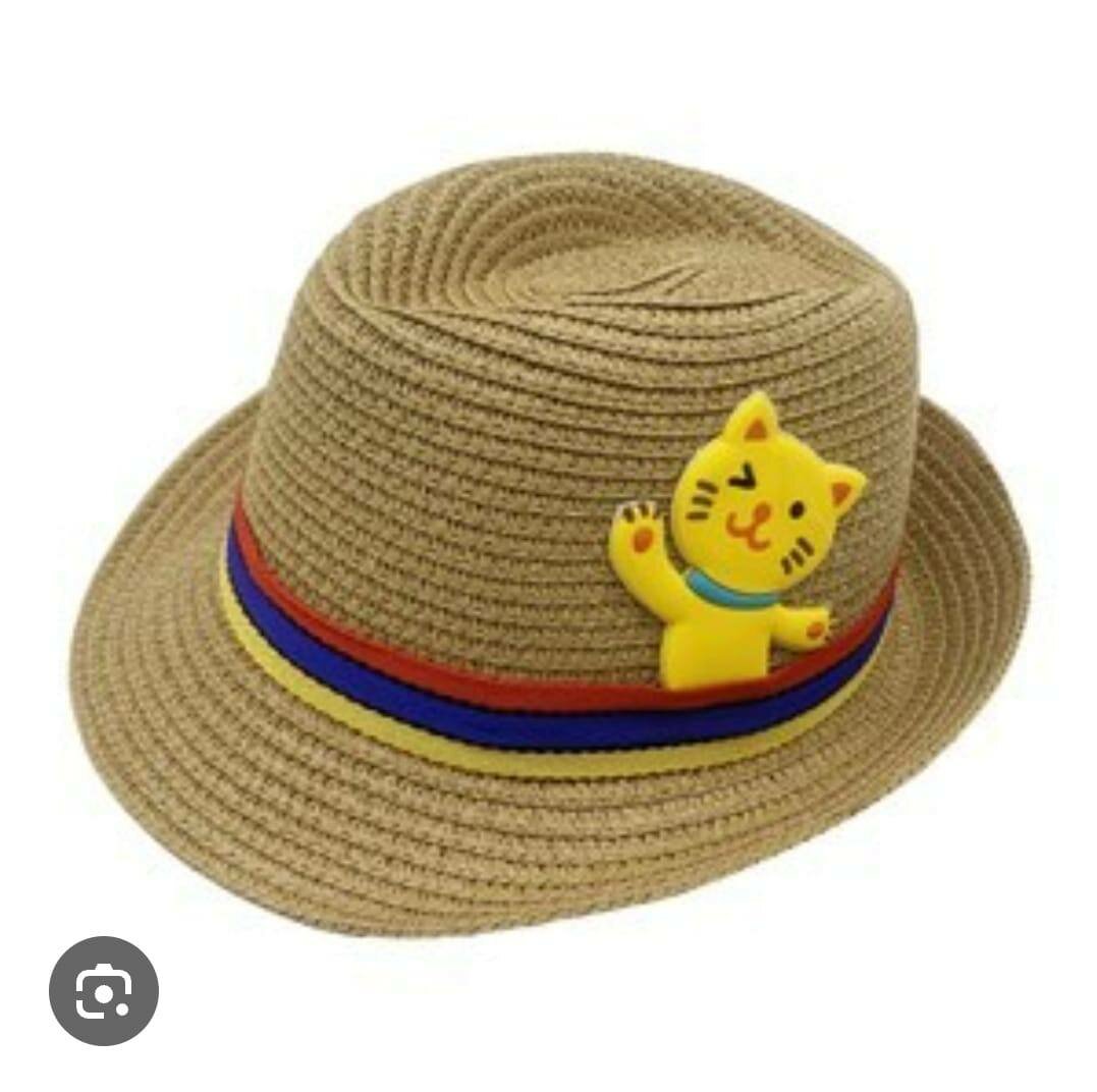 Chapeau enfant paille chat