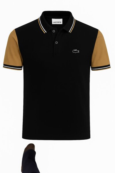 Polo Lacoste noir et camel