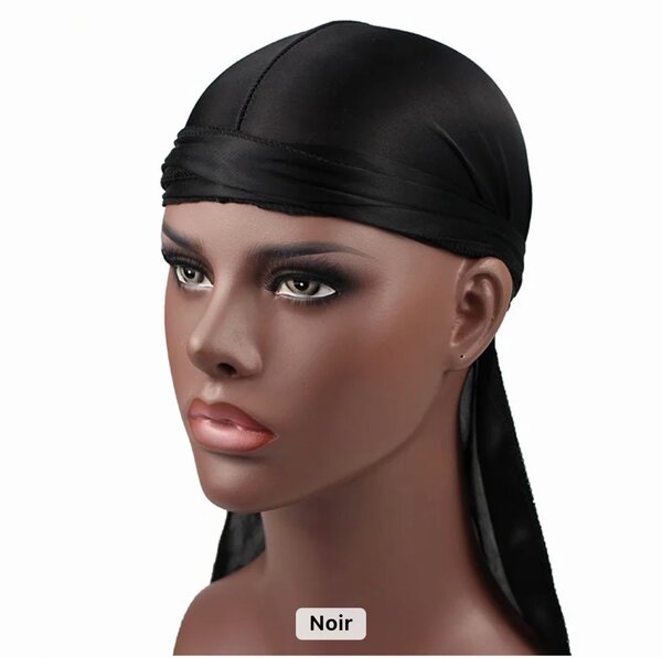 Durag en satin noir élégant