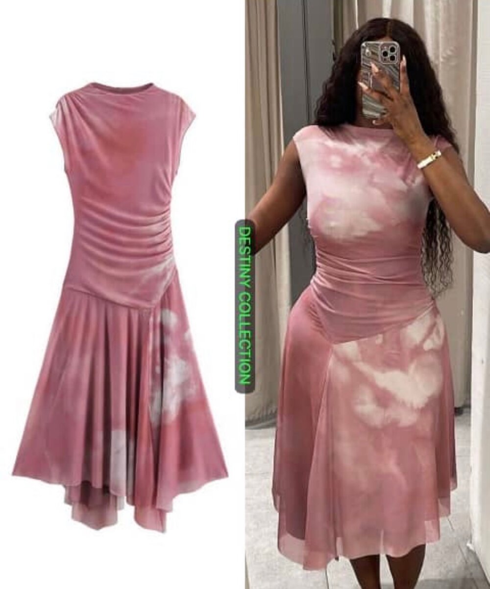 Robe Asymétrique Tie-Dye Rose