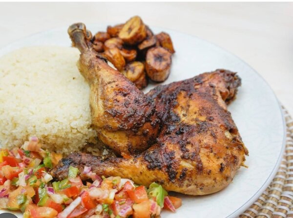 Poulet grillé avec riz