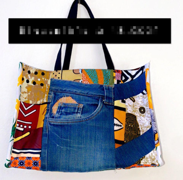 Sac cabas porté épaule à imprimé patchwork