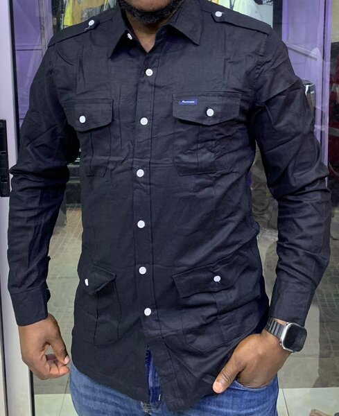 Chemise Noire Militaire Homme