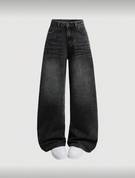 Jean large taille haute femme