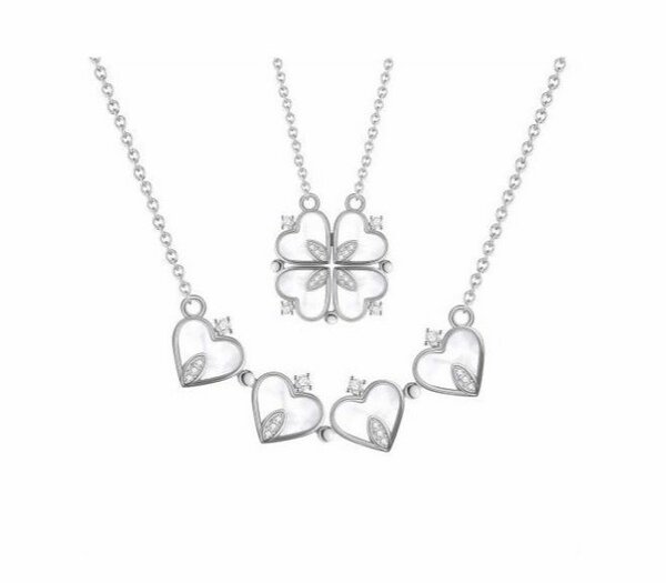 Collier Cœur et Trèfle Argenté