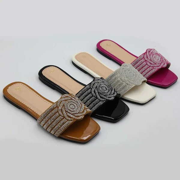 Sandales coulissantes femme strass