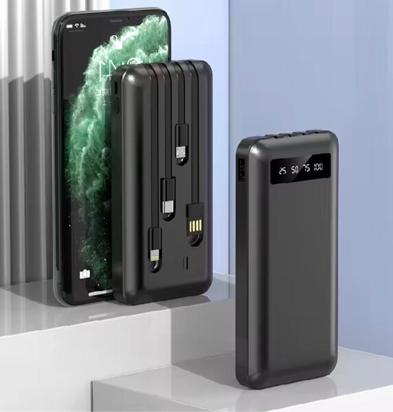 Batterie externe avec câbles intégrés