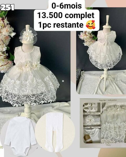 Robe Baptême Bébé 0-6 Mois