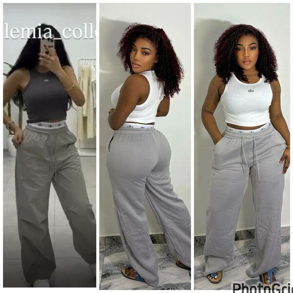 Pantalon large taille haute femme