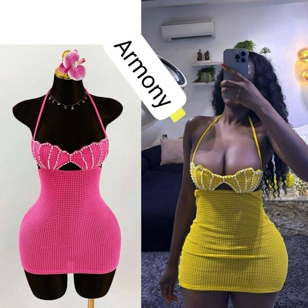 Robe Moulante Perlée Glamour