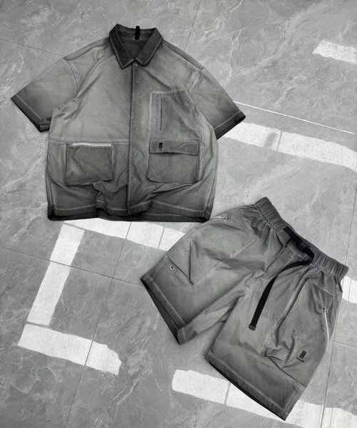 Ensemble Short et Chemise Gris Homme
