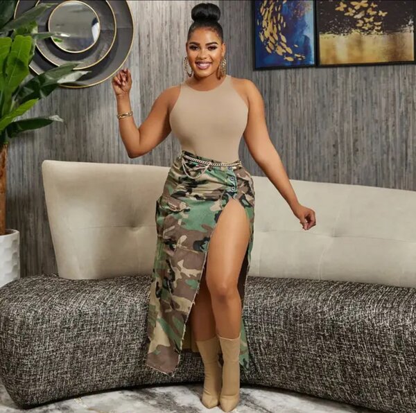 Street wear Cargo Camouflage skirt