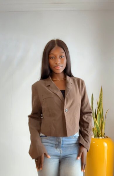 Veste courte marron pour femme