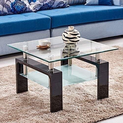 Table basse centrale vitrée