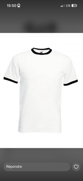 T-shirt blanc bords noirs