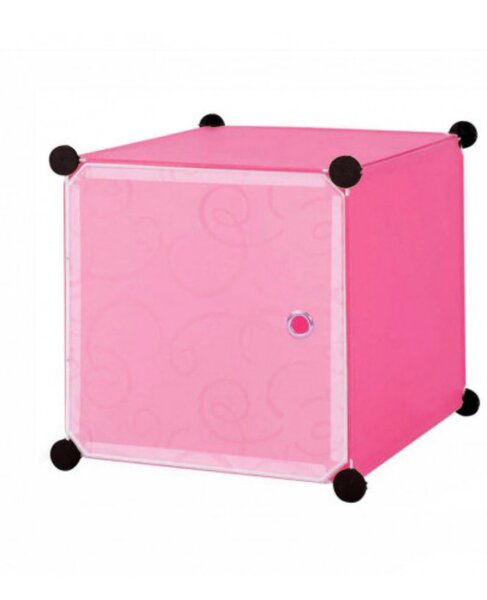 Foldable 8 Cubes Wardrobe With Shoe Rack Pink