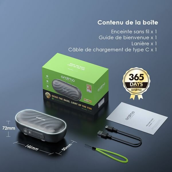 Oralimo Enceinte Bluetooth LED