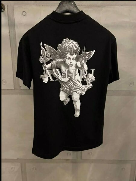 T-shirt noir homme avec ange graphique