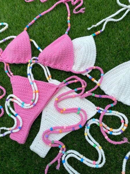 Bikini crochet coloré femme