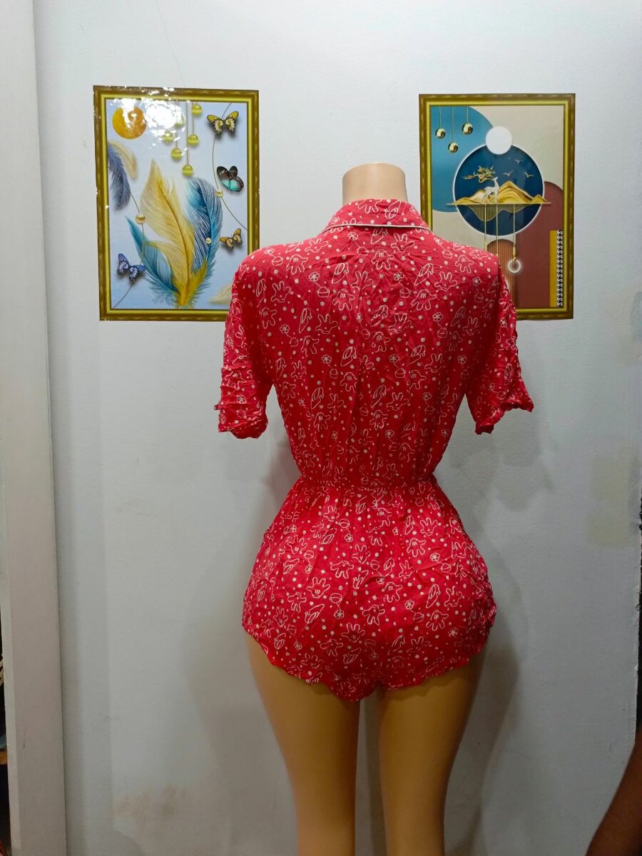 Combishort Femme Imprimé Rouge