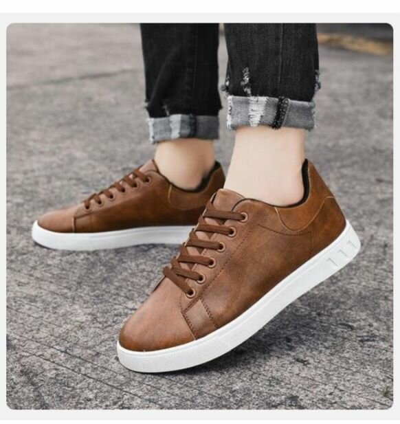 Baskets en cuir marron homme