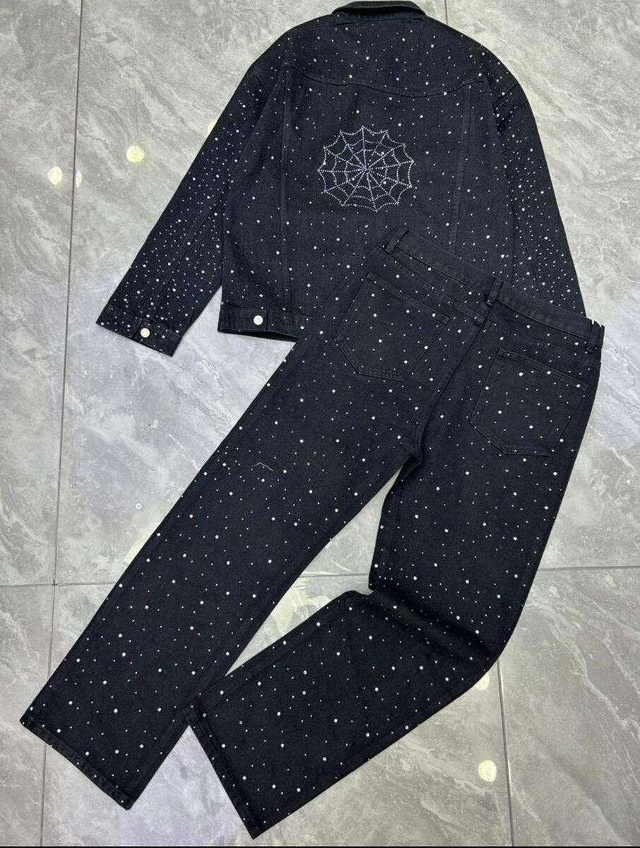 Ensemble Denim Strass Étincelant