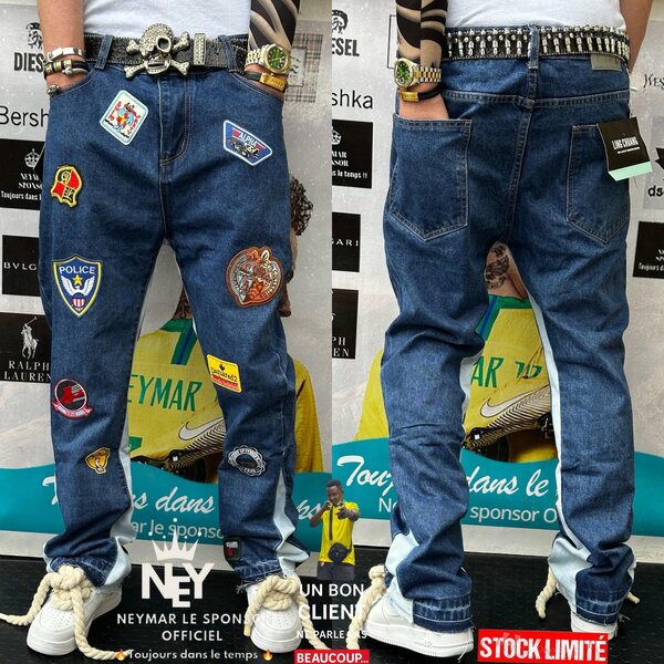 Jeans style patchwork pour homme