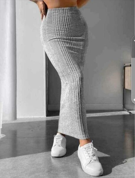 Jupe Longue Côtelée Femme