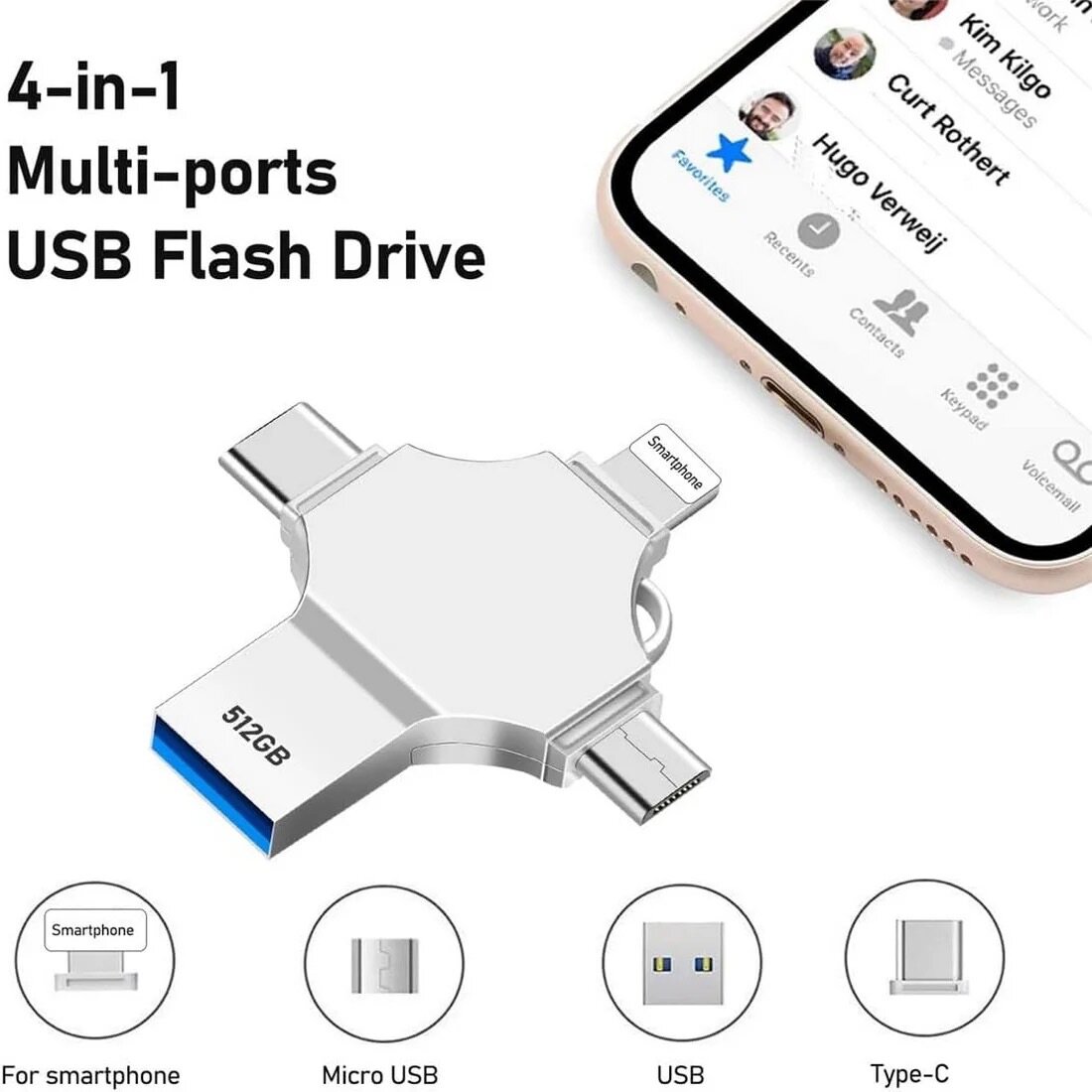 Clé USB OTG en métal 4 en 1 Type-c & Android & iPhone..