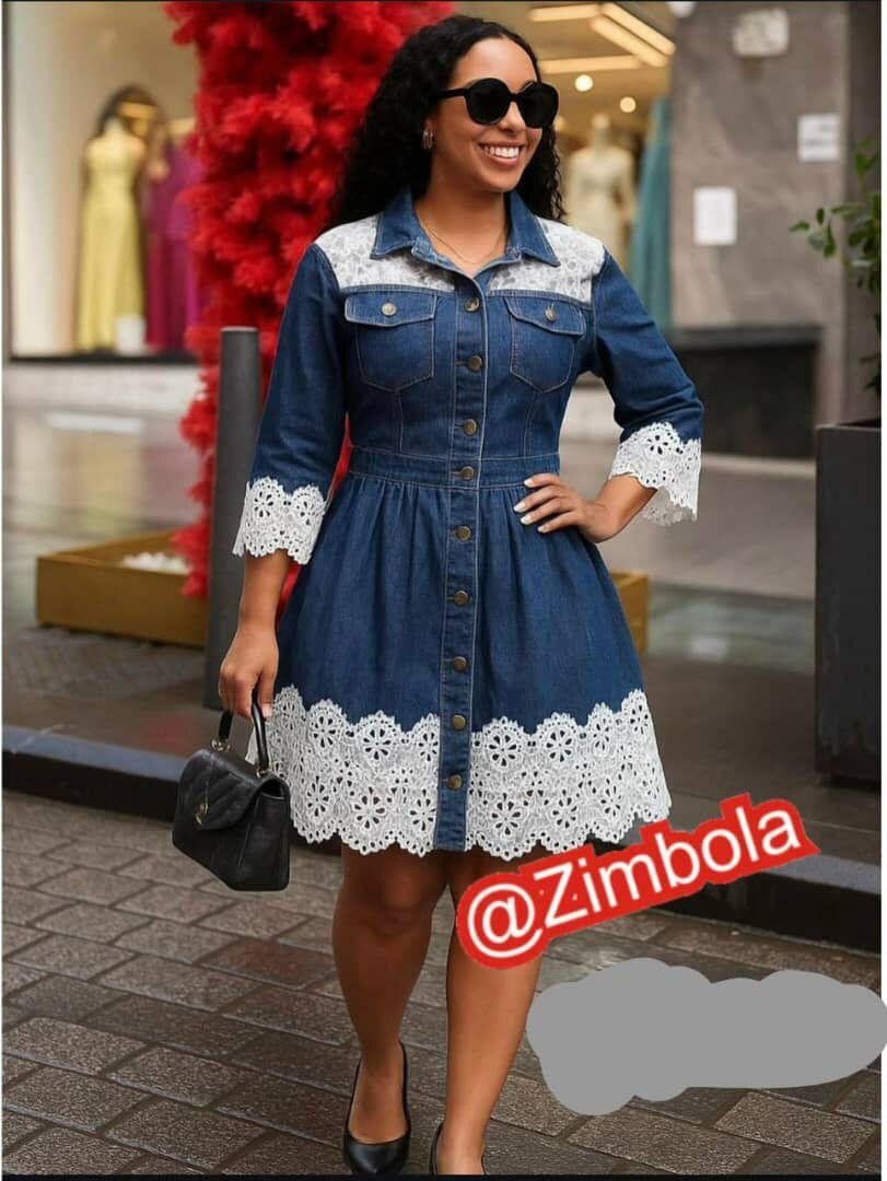 Robe en jean avec dentelle élégante