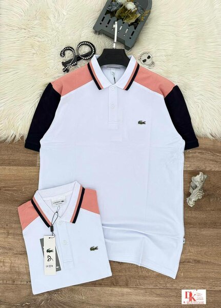 Polo homme élégant blanc et rose