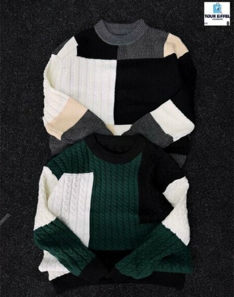 Pull en tricot patchwork