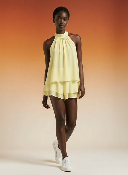 Robe d'été en chiffon jaune