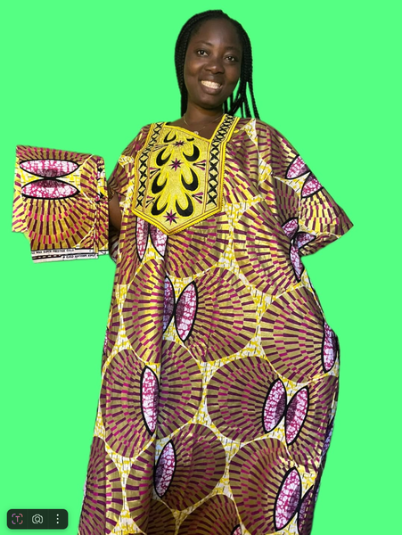 Robe africaine jaune à motifs