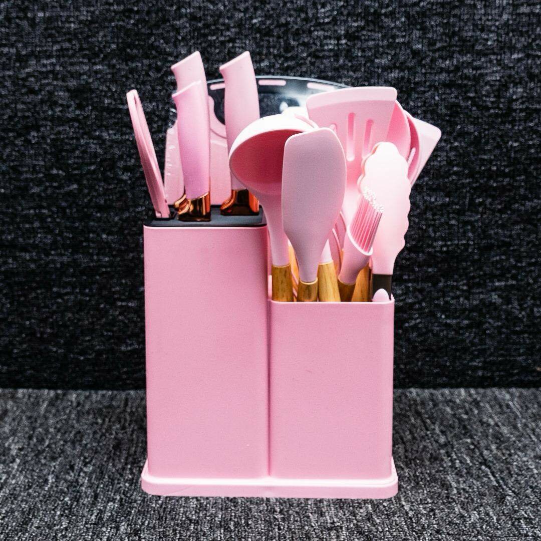 19pcs Silicon Laddle Set Pink And Green